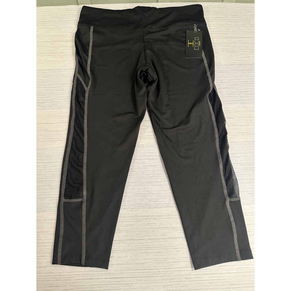 Coco Limon Womens Large Black Mesh Panel Capri Leggings Activewear L-791/C NWT